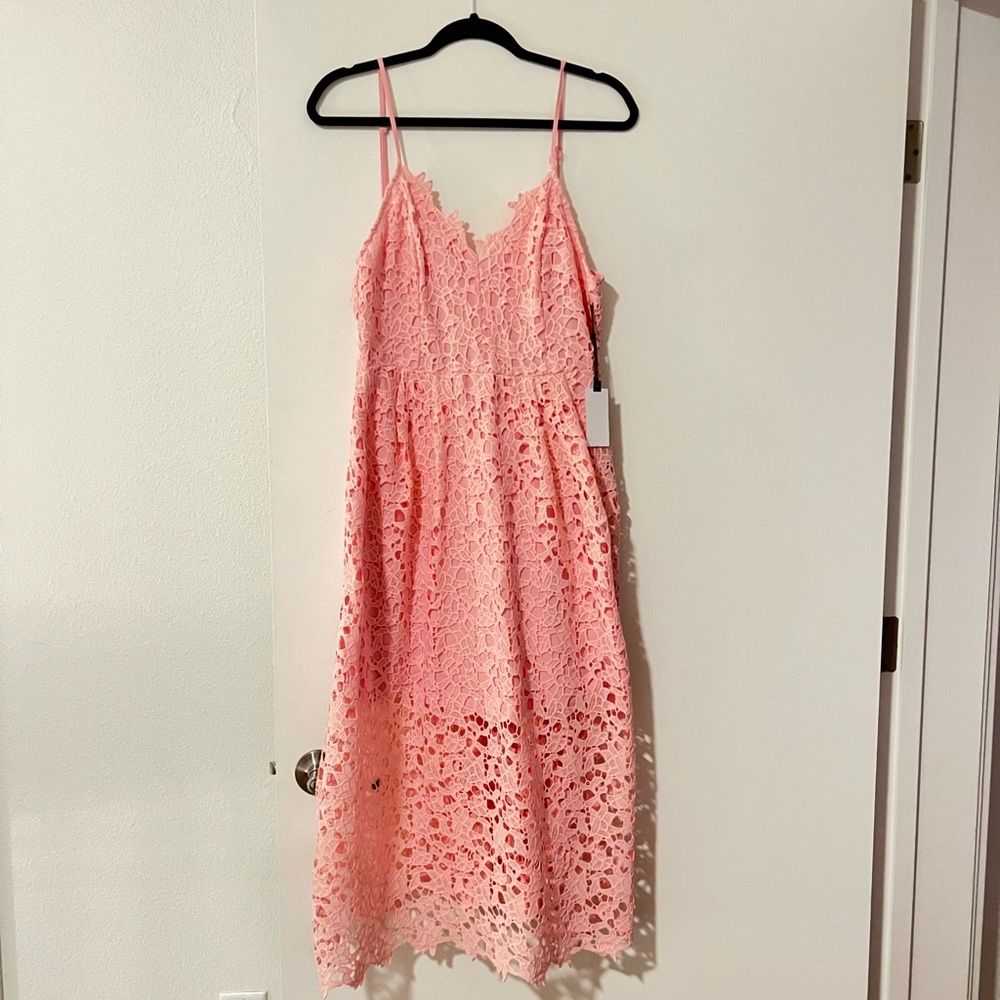 astr the label pink Lace A-line midi dress